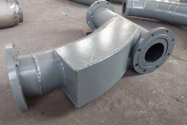 90°雙金屬復合耐磨帶背包彎頭φ180